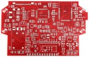 4-layer PCB with red solder mask