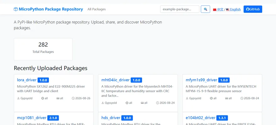 uPyPi MicroPython package repository home page