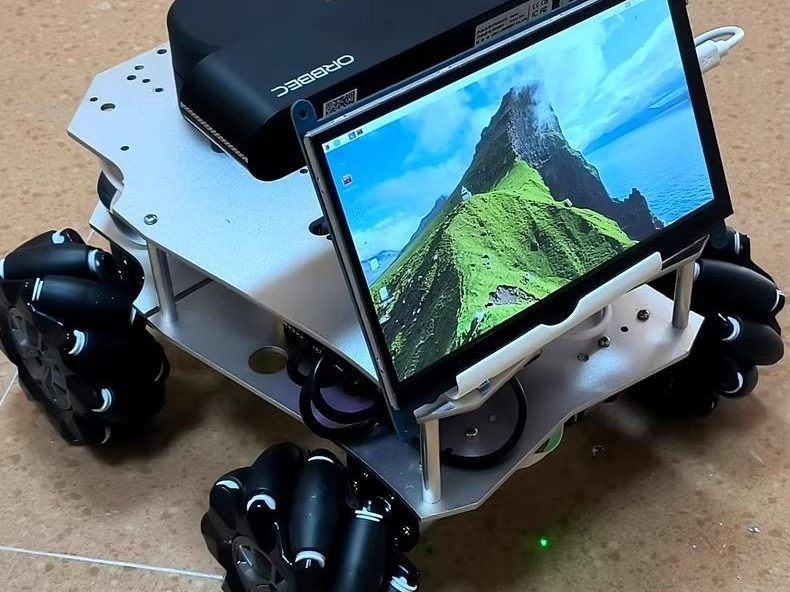 Mecanum-wheel robot with a lidar, depth camera and touchscreen