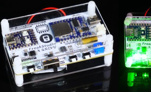 Kit board in an acrylic case with an MP3 module and touch sensor
